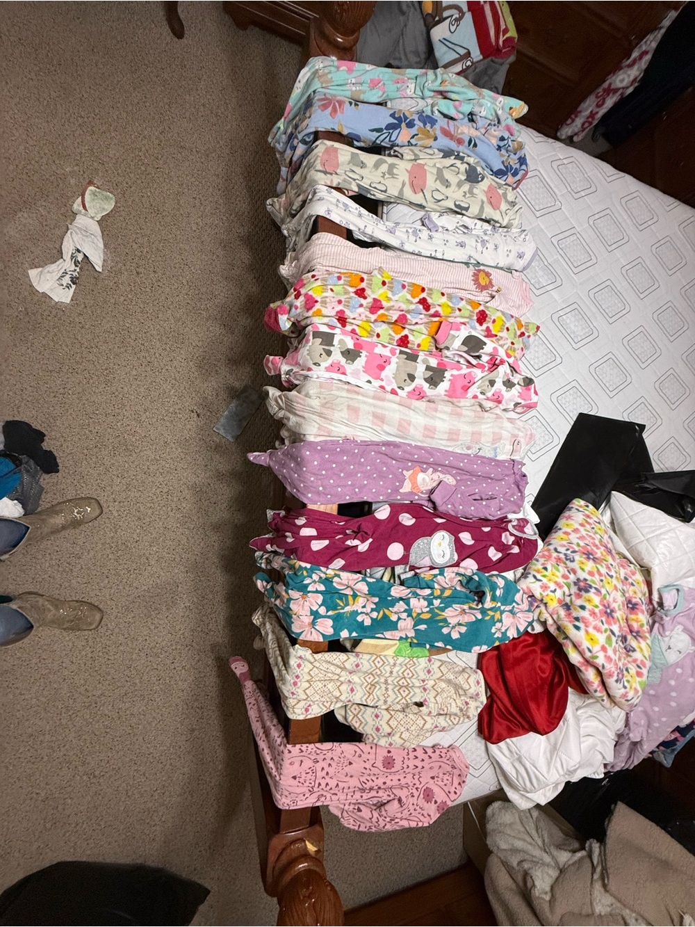 Assorted Girls' Pajama onesies Bundle - Floral, Polka Dot & Prints 13 pair